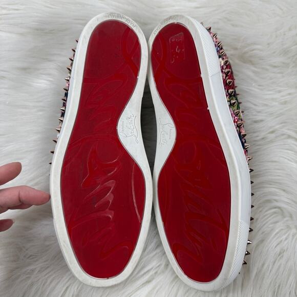 EUC • Christian‎ Louboutin PIK BOAT Quilted Floral Tissu Spike Sneaker Size: 37 - Picture 6 of 11